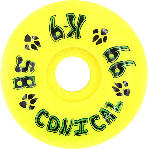 DOGTOWN K-9 CONICAL 58mm 99a NEON YELLOW WHEELS SET