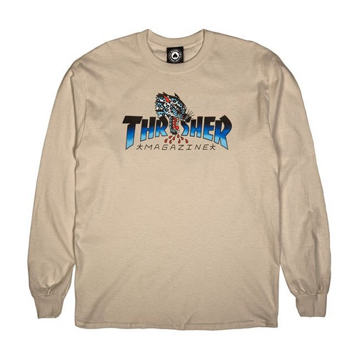 Thrasher Leopard Mag  LS Tshirt Sand