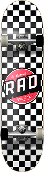RAD CHECKER 2 SKATEBOARD COMPLETE 7.5 BLK/WHT