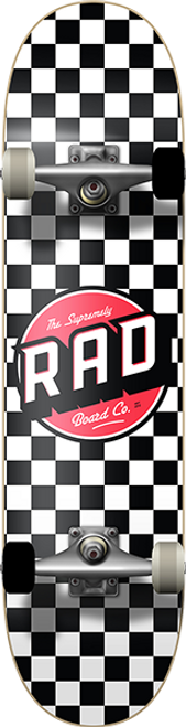 RAD CHECKER 2 SKATEBOARD COMPLETE-7.75 BLK/WHT