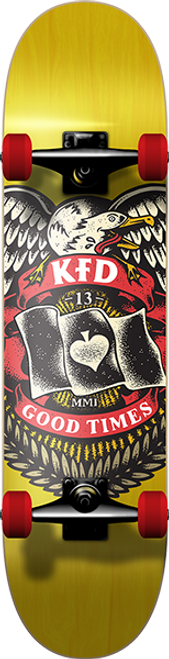 KFD BADGE SKATEBOARD COMPLETE-7.5 YEL