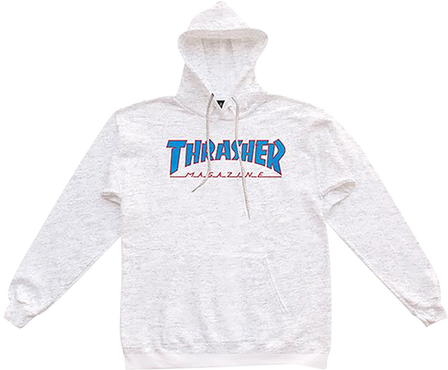 THRASHER OUTLINED CREW/SWT LARGE  ASH GREY/BLUE/RED