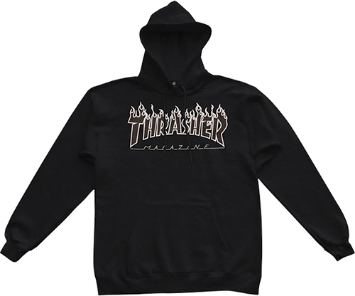 THRASHER FLAMES HOODIE LARGE  BLK/BLK/WHT