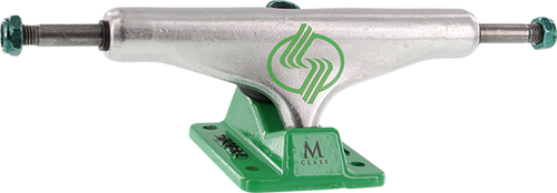 SILVER M-HOLLOW 8.5 POLISHED/GREEN TRUCKS SET