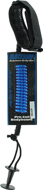 BLOCK SURF PRO COILED BICEPT BODYBOARD LEASH M-BLUE