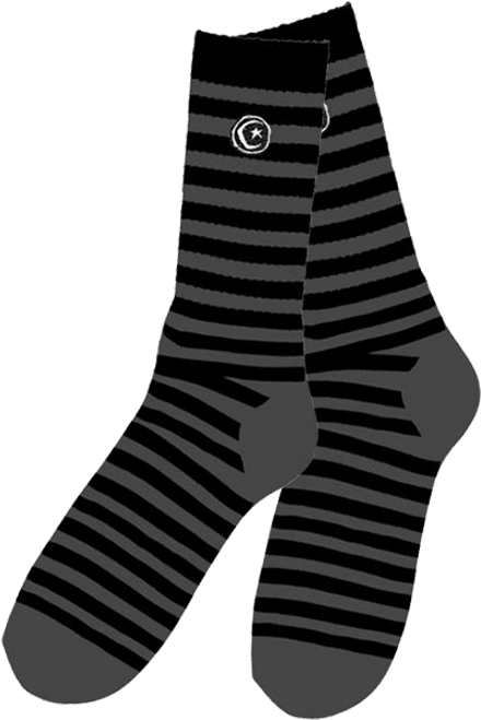 FOUNDATION STRIPED STAR & MOON SOCKS GREY 1pr