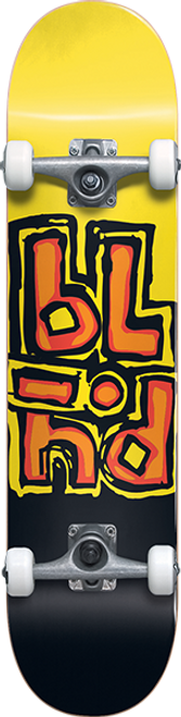 BLIND OG STACKED SKATEBOARD COMPLETE 7.5 BLK/YEL fp softwheel