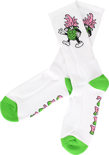 HAPPY HOUR DANCING P CREW SOCKS WHT/GRN