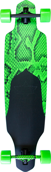 DUSTERS CHANNEL SNAKESKIN LB SKATEBOARD COMPLETE 38 NEON GRN