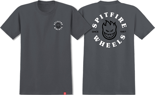 SPITFIRE BIGHEAD CLASS TSHIRTIC SS TSHIRT MEDIUM CHARCOAL/BLK/WHT