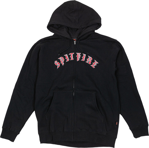 SPITFIRE OLD E EMB ZIP HOODIE SWEATSHIRT MEDIUM BLK/RED/WHT