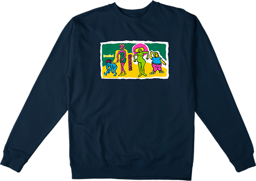 KROOKED FAMILY AFFAIR CREWNECK SWEATSHIRT MEDIUM NAVY