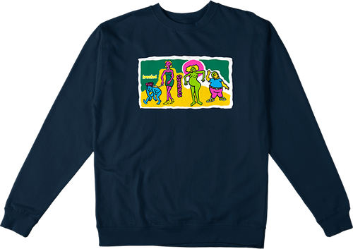 KROOKED FAMILY AFFAIR CREWNECK SWEATSHIRT SMALL NAVY
