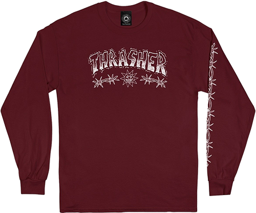 THRASHER BARBED WIRE LONGSLEEVE MEDIUM MAROON