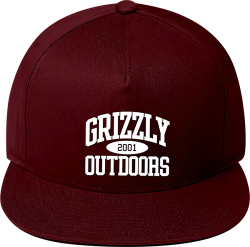 GRIZZLY HONOR ROLL HAT ADJ-BURGUNDY/WHT