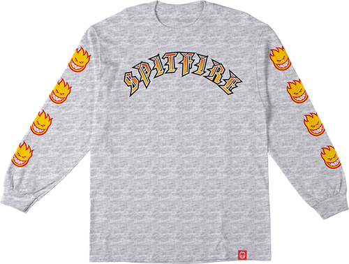 SPITFIRE OLD E BIGHEAD FILL SLEEVE LONGSLEEVE MEDIUM ASH/YEL/RED