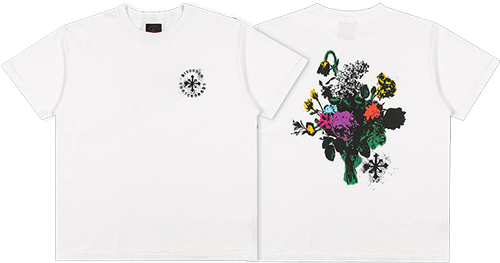 DISORDER FLORAL STENCIL SS TSHIRT SMALL VINTAGE WHITE