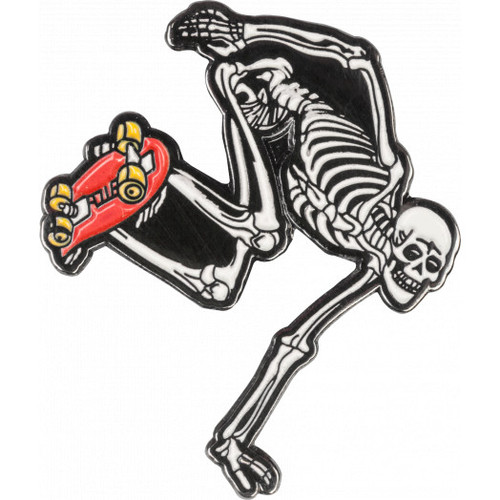 Powell Skate Skeleton Lapel Pin Red 2"