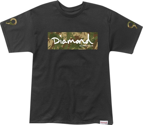 DIAMOND LS CAMO BOX LOGO SS TSHIRT L-BLK/GRN