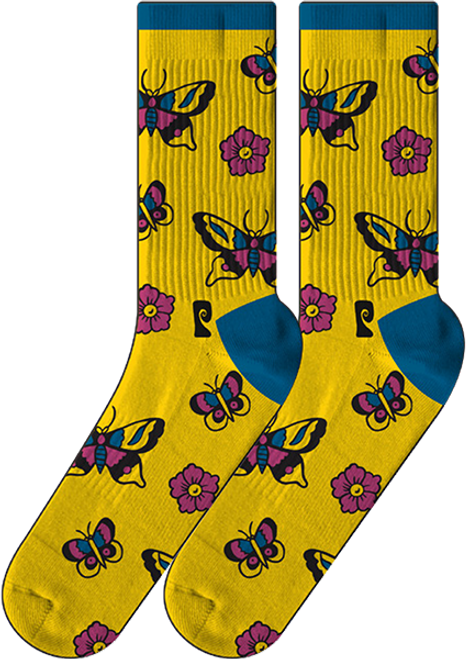 PSOCKADELIC BUTTERFLY FLOWER CREW SOCKS