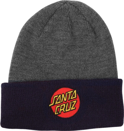 SANTA CRUZ CLASSIC DOT BEANIE-CHARCOAL HEATHER/NAVY