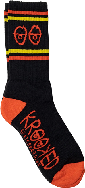 KROOKED EYES CREW SOCK BLK RED YEL
