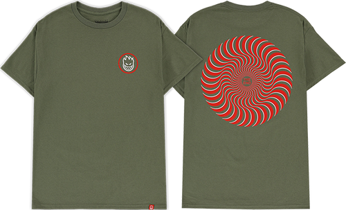 SPITFIRE CLASSIC SWIRL OVERLAY SS TSHIRT SMALL MILITARY GRN RD WT