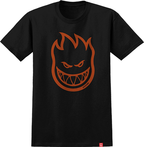 SPITFIRE BIGHEAD SS TSHIRT SMALL BLK BURNT ORANGE