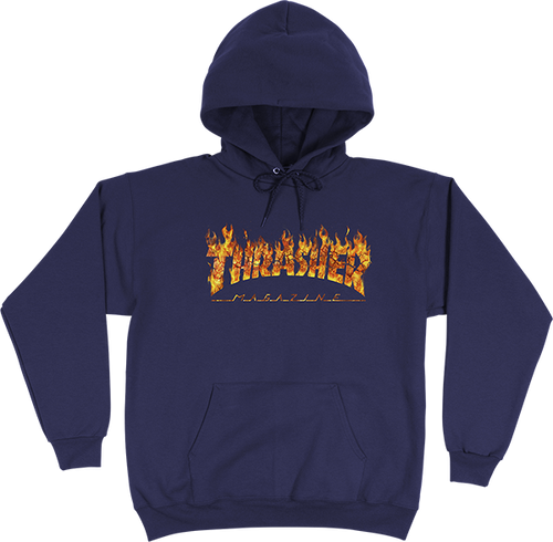 THRASHER INFERNO HOODIE SWEATSHIRT LARGE-NAVY