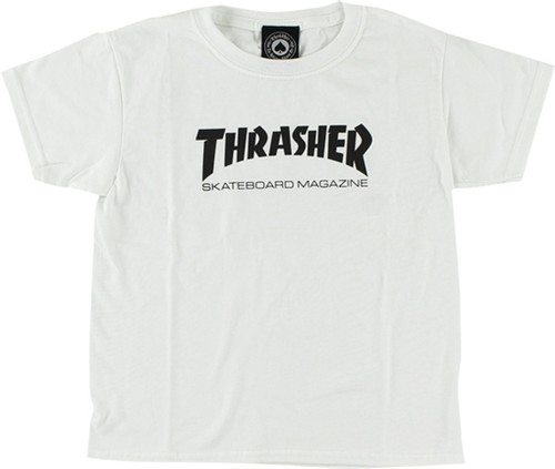 THRASHER MAG LOGO YTH SS XSMALL WHITE