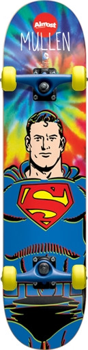 ALMOST MULLEN SUPERMAN TIE DYE MID SKATEBOARD COMPLETE-7.4