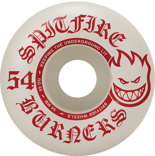 SPITFIRE BURNERS 54MM 99A WHT/RED WHEELS SET