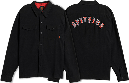 SPITFIRE OLD E EMB FLANNEL LS SMALL BLACK