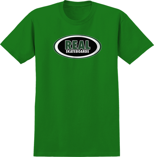 REAL OVAL SS TSHIRT LARGE  KELLY GRN/BLK/WHT