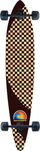 SAN CLEMENTE WAVE CHECK bamboo Skateboard Complete-9.75x46