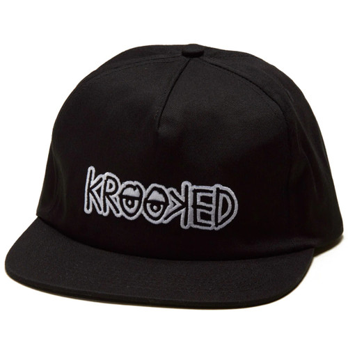 Krooked Eyes Logo Hat Black White Snapback