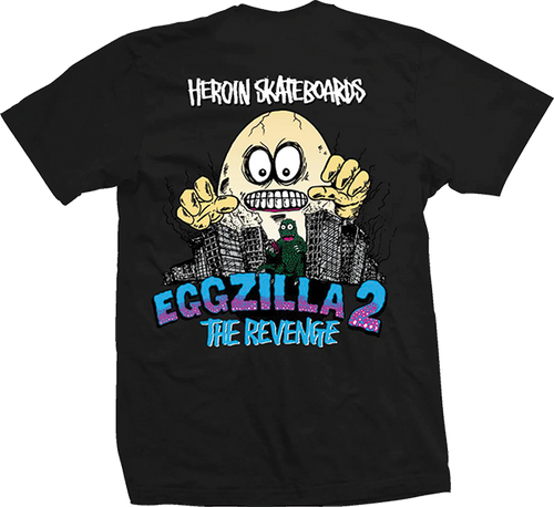 HEROIN EGGZILLA SS TSHIRT LARGE BLK