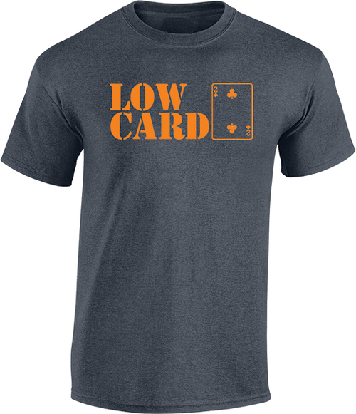 LOWCARD STACKED SS TSHIRT LARGE CHARCOAL HEATHER GREY/ORG