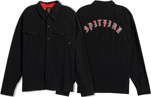 SPITFIRE OLD E EMB FLANNEL LS XLARGE BLACK
