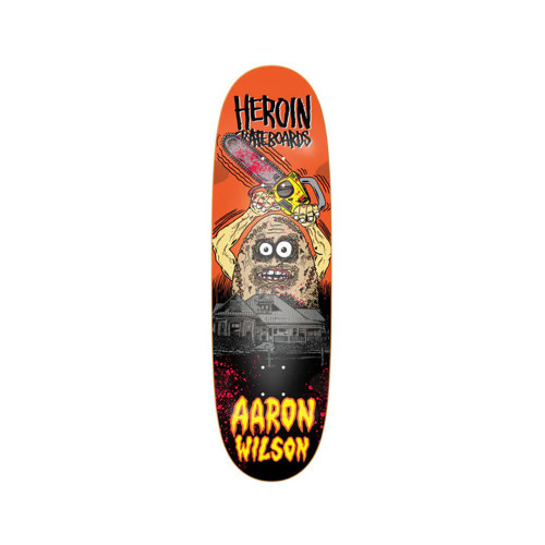 Heroin Teggxas Chain Egg Symmetrical Skate Deck Orange Black 9.12x32 w/ Grip Tape