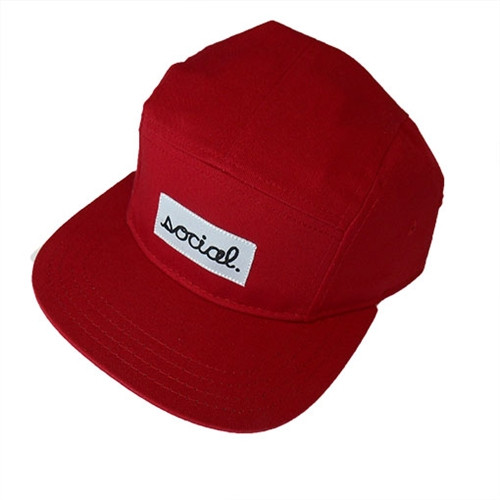 SOCIAL SUPPLY 5 Panel Camp Hat ClipBack Red White Black