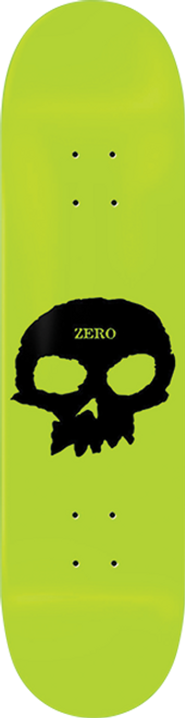 ZERO SINGLE SKULL GITD SKATE DECK-8.25 WHT GLOW/BLK