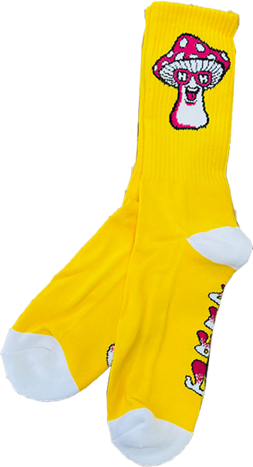 HAPPY HOUR MUSHROOM CREW SOCKS YELLOW