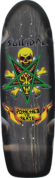 SUICIDAL PTS 70'S SKATEBOARD DECK-9x30 BLACK STAIN/BLK FADE