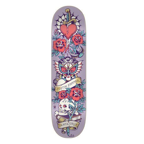 Santa Cruz Sommer Tattooed VX Everslick Skate Deck Purple 8.25x31.8