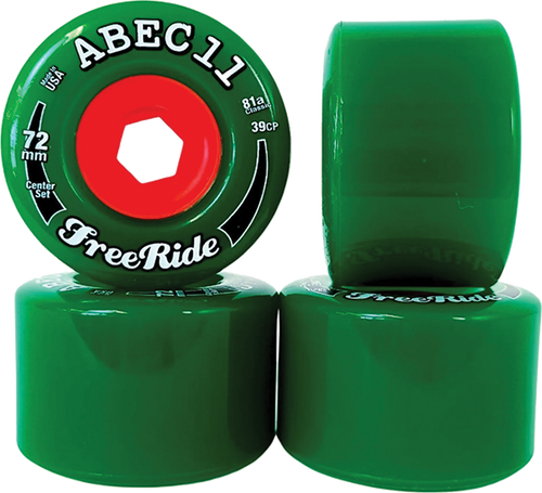 ABEC11 FREERIDE CENTERSET 72mm 81a GREEN Skateboard Wheels