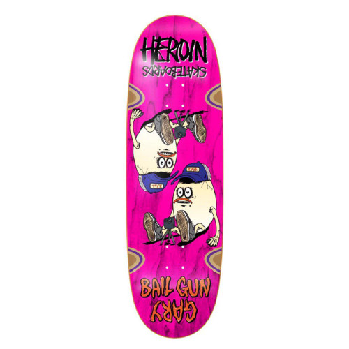 Heroin Bail Gun Gary 4 Symmetrical Egg Skateboard Deck Assorted Stains 9.75x32
