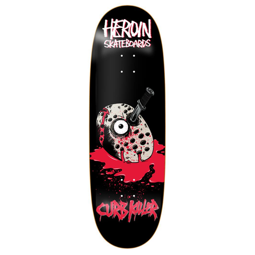 Heroin Curb Killer 6 Symmetrical Egg Skateboard Deck Black Red 10x32 wth GRIP TAPE