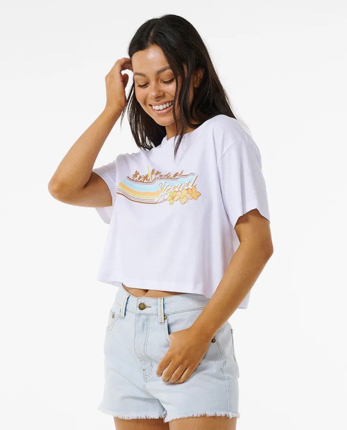Rip Curl Sunset Crop Tshirt Off White