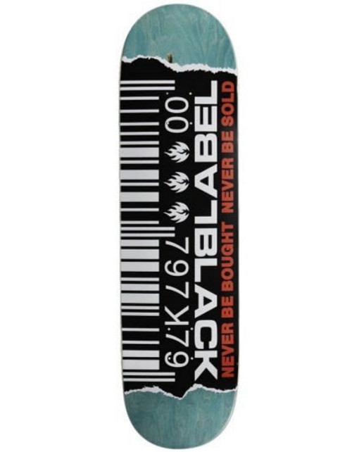Black Label Barcode Ripped Skate Deck Assorted Stain 8.5